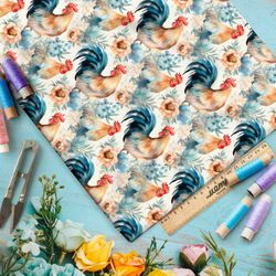 Ткань премиум мембрана петухи в цветах