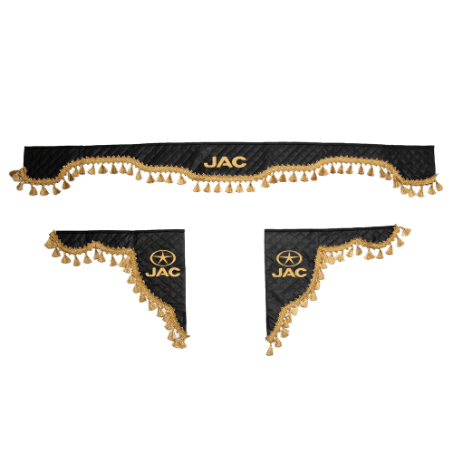 Ламбрекен с косынками стеганые JAC (экокожа, черный, золотые кисточки)