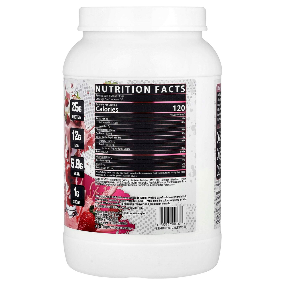 Nutrex Research, IsoFit® Protein, со вкусом клубники и сливок, 978 г (2,16 фунта)