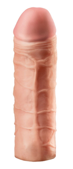 Реалистичная насадка Mega 1 Extension - 17 см. (Цвет: телесный)