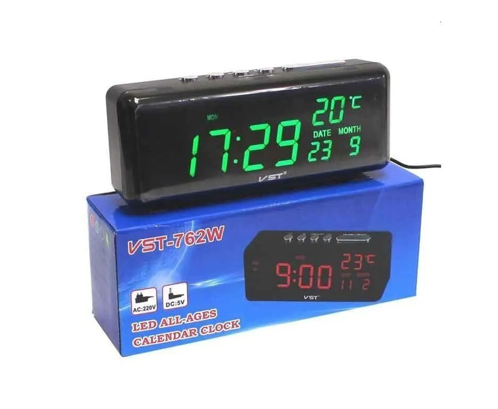 Часы VST-762W-4 Green зеленое свечение