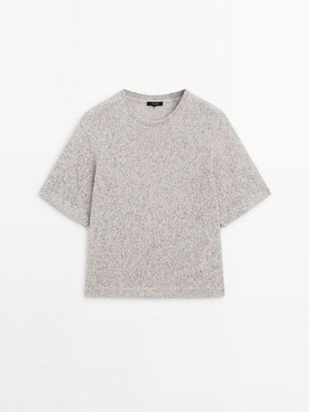 Massimo Dutti Футболка с короткими рукавами из 100% хлопка, темно-серый
