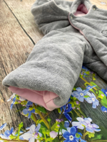 Комплект на выписку 6 предметов велюр "Мишка" (Цвет: Серо-розовый)