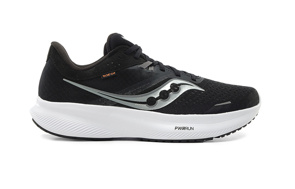 Saucony Ride 16 comfortable, lightweight, shock-absorbing, wear-resistant, low-cut casual running shoes for men and women in the same black and white