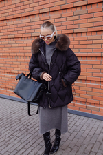 Пуховик комбинированный с элементами дубленки