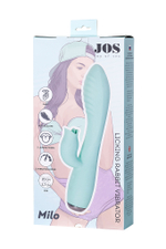 Вибратор с клиторальным стимулятором и язычком Milo мятный 20 см