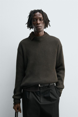 ZARA ДЖЕМПЕР С ВОРОТНИКОМ PERKINS, ХАКИ