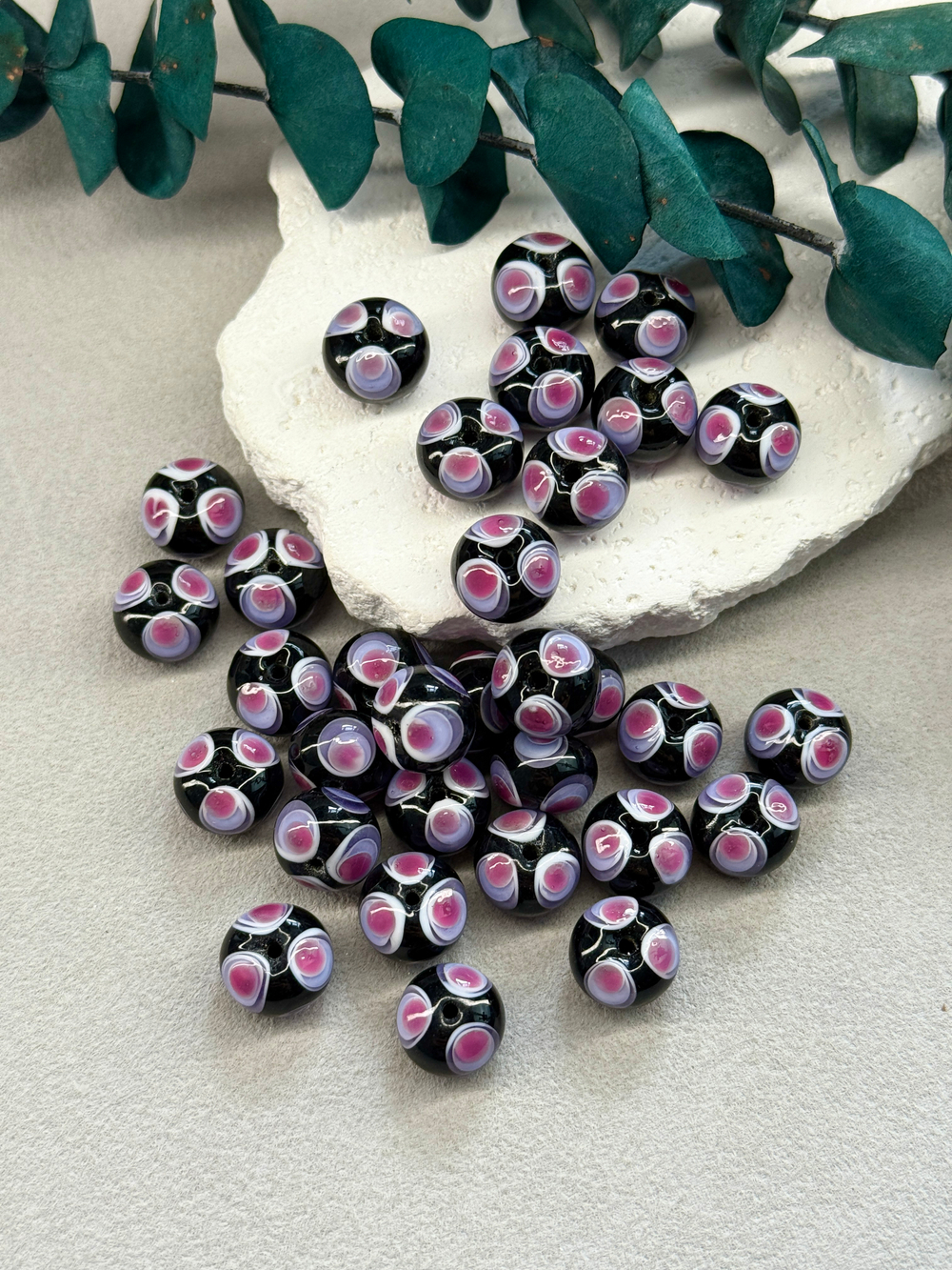 Стеклянные бусины лэмпворк 13*13 мм "Калейдоскоп"