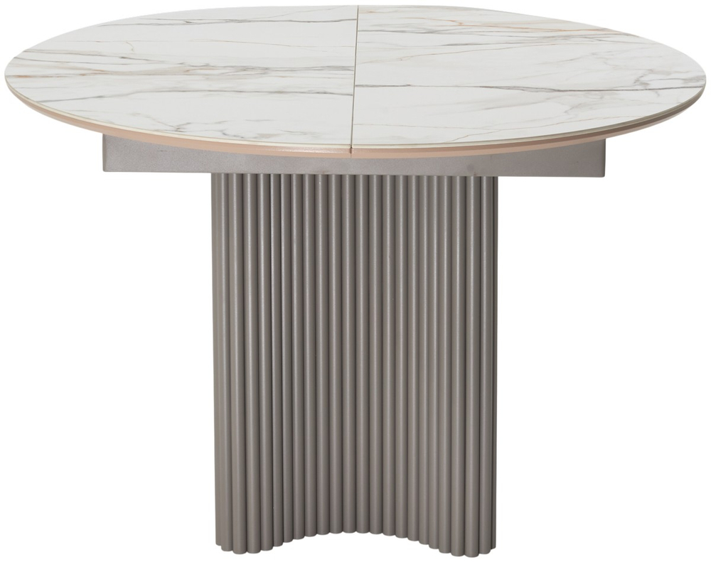 Стол АДАЖИО 115 КРУГЛЫЙ GILT WHITE, керамика / Латте каркас М-City