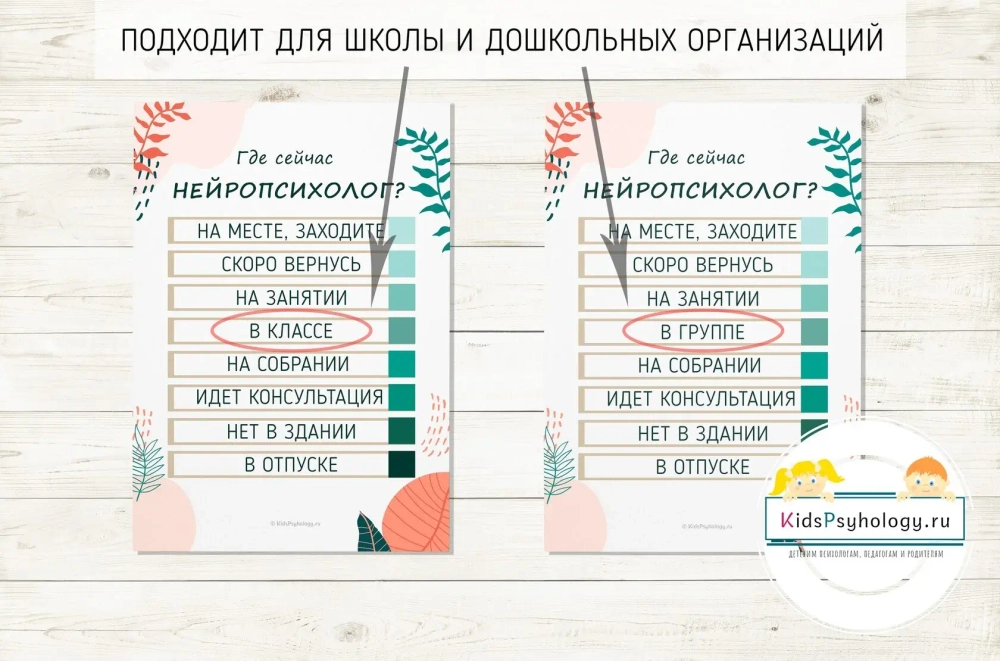 Комплект "Вывески на двери нейропсихолога"