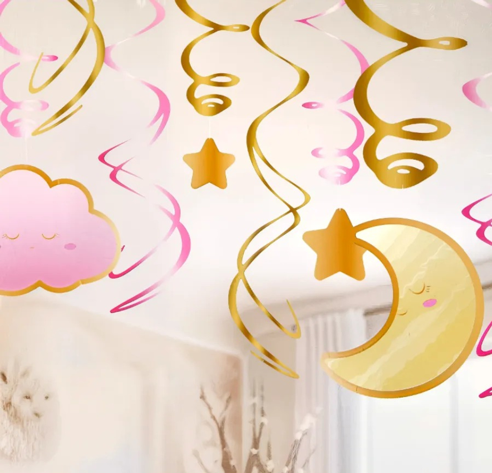 Декоративные спирали «Детские грёзы» в розовом цвете, 60 см, 12 шт