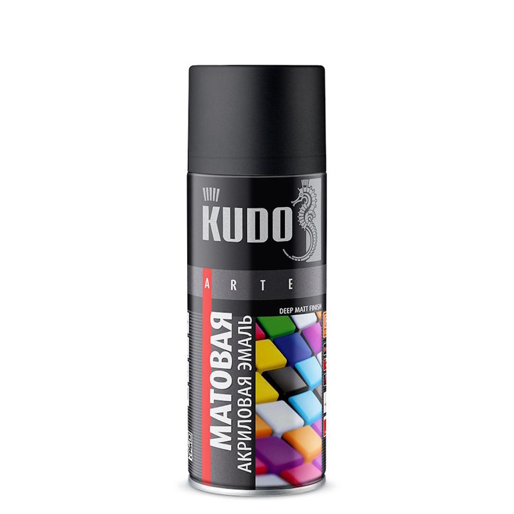 Эмаль аэроз. KUDO  акрил. универс. высокоглянц. черная (матовая) 520мл / RAL9005М