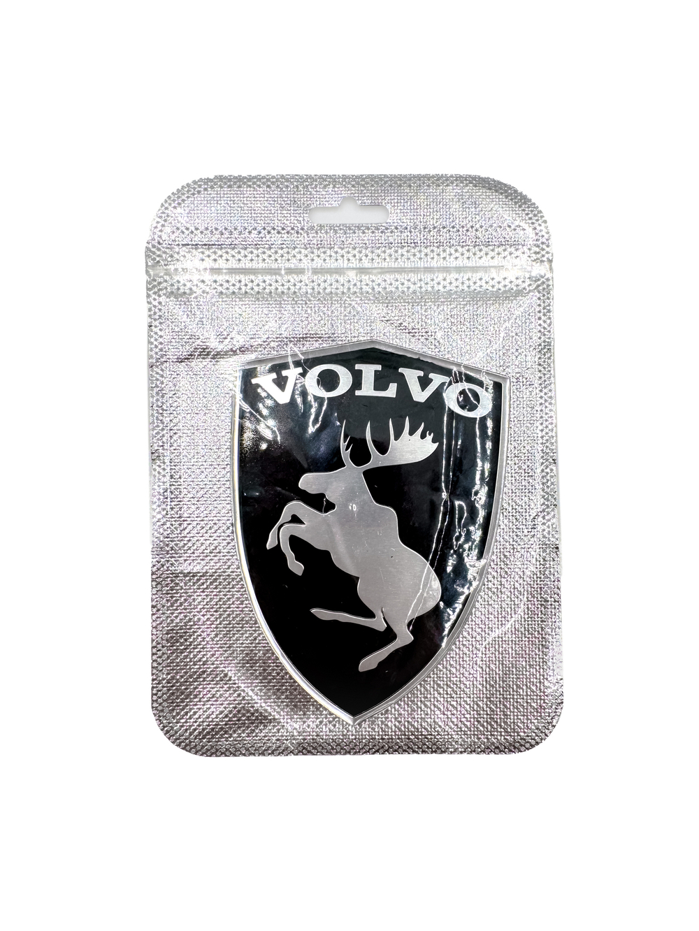 Наклейка Лось/Volvo щит черная объемная полиуретановая (шильдик Вольво 10х7 см)