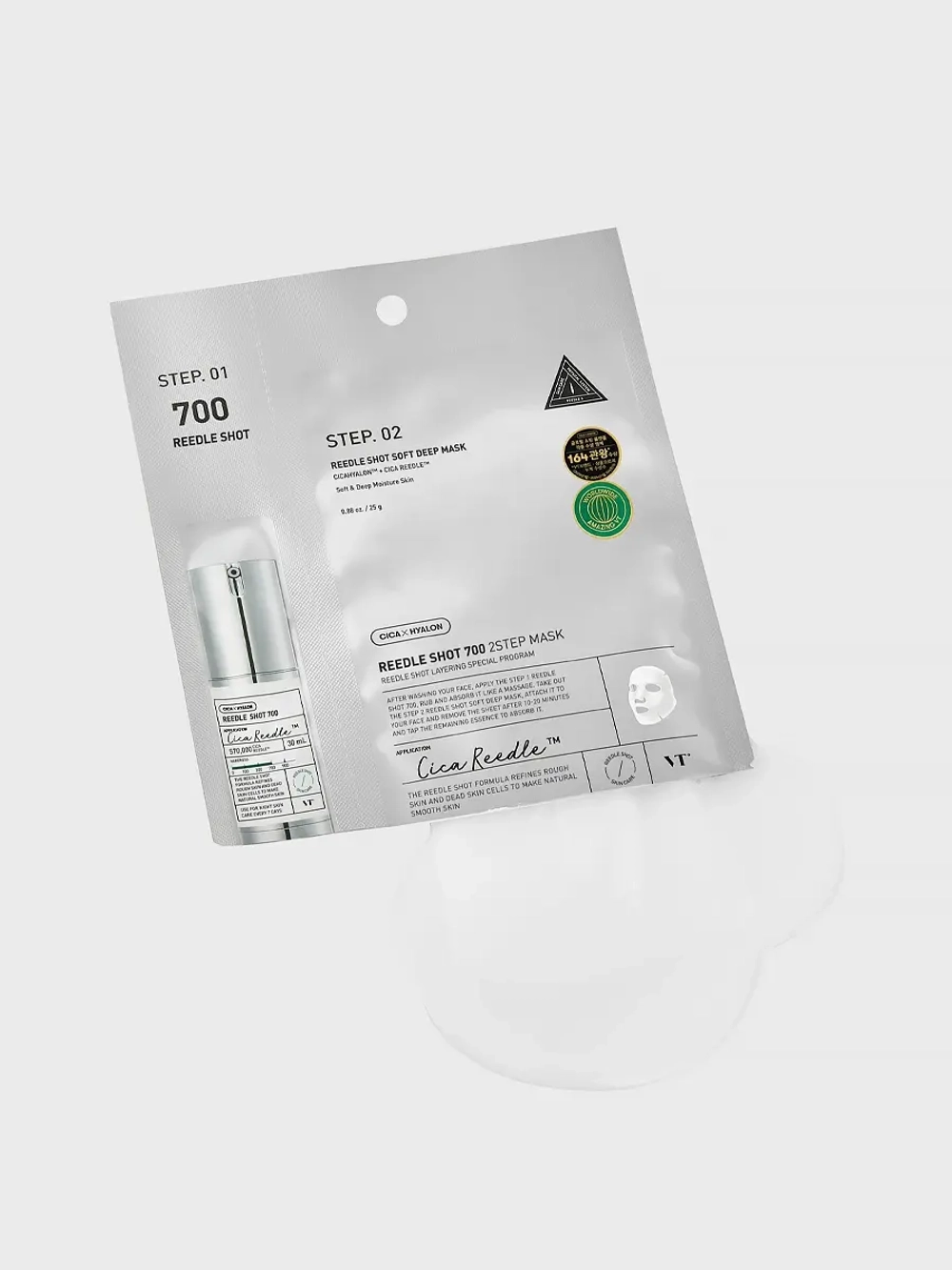 VT Cosmetics Двухступенчатая тканевая маска с микроиглами для глубокого восстановления и выравнивания тона Cica Reedle Shot 700 2Step Mask 1.5+25 гр