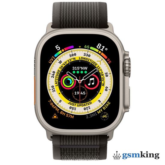 Apple Watch Ultra GPS + Cellular 49mm Titanium Case with Black/Grey Trail Loop