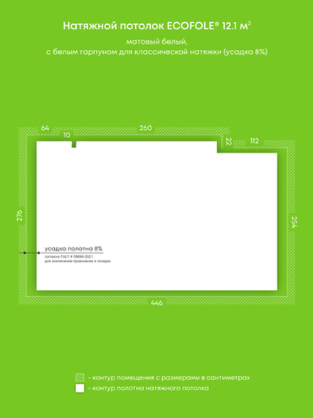 Натяжные потолки 12.1 м2, 7.2 м2, 7.3 м2