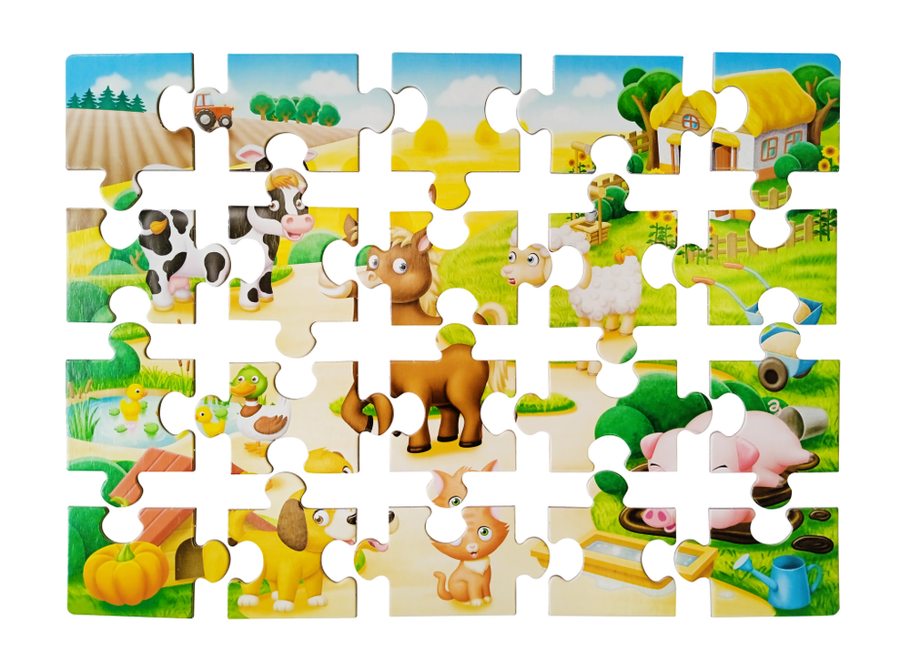 Пазлы "First puzzle Кто живет в деревне? 20 элементов"