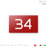 Табличка с номером 34 на дверь квартиры, для офиса, кабинета, аудитории, склада, красная 120х70 мм, Айдентика Технолоджи