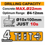 Аккумуляторный бесщеточный перфоратор SDS-Plus INGCO CRHLI202081 INDUSTRIAL 20 В 2 Дж 1x4 Ач
