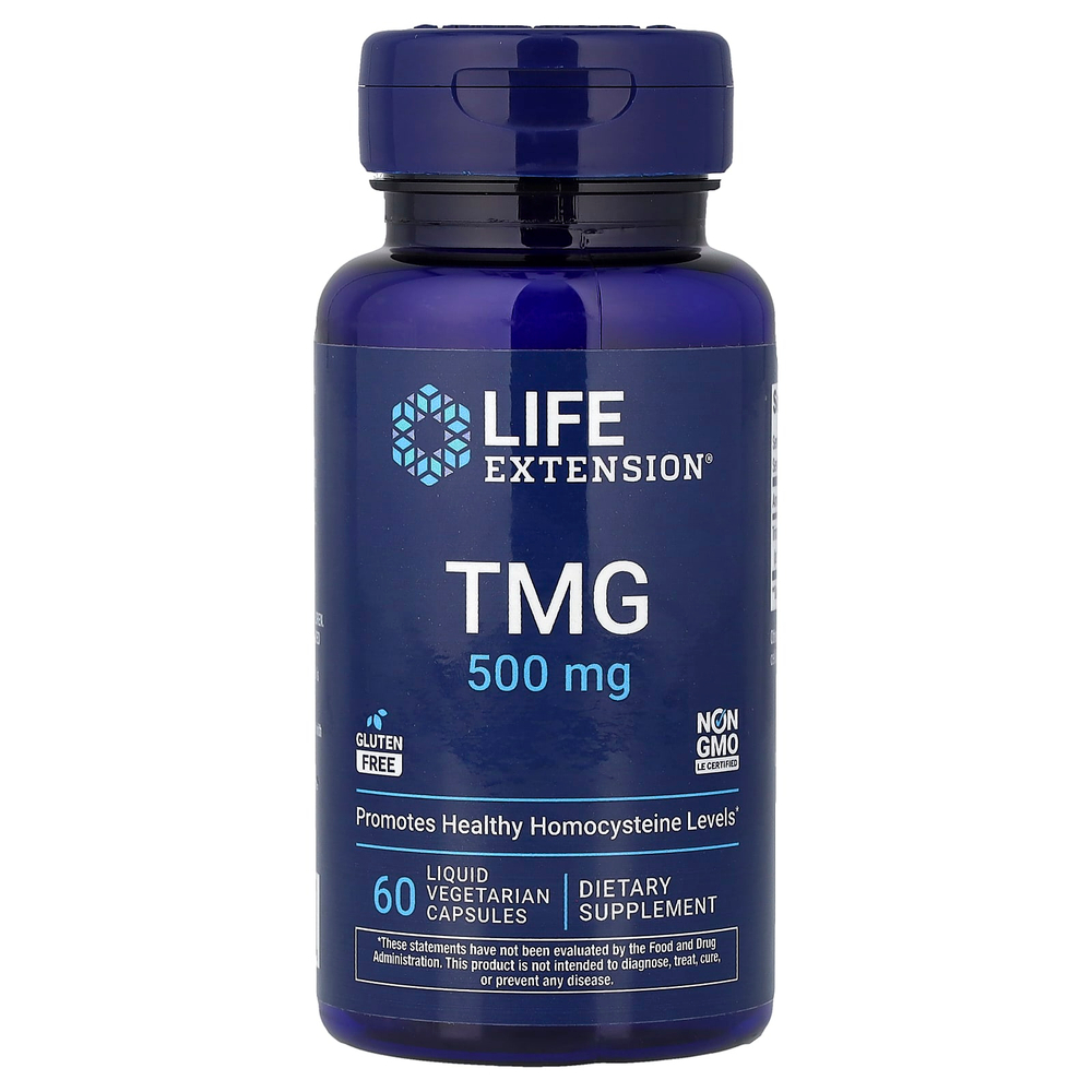 Life Extension, ТМГ, 500 мг, 60 вегетарианских капсул с жидкостью