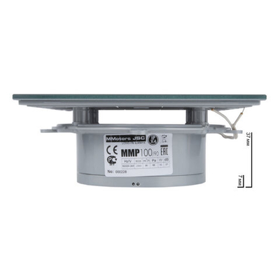 Вытяжной тонкий вентилятор для ванн ММ-Р 06 стекло прямое 90 м³/час с обратным клапаном темно серый с каплями