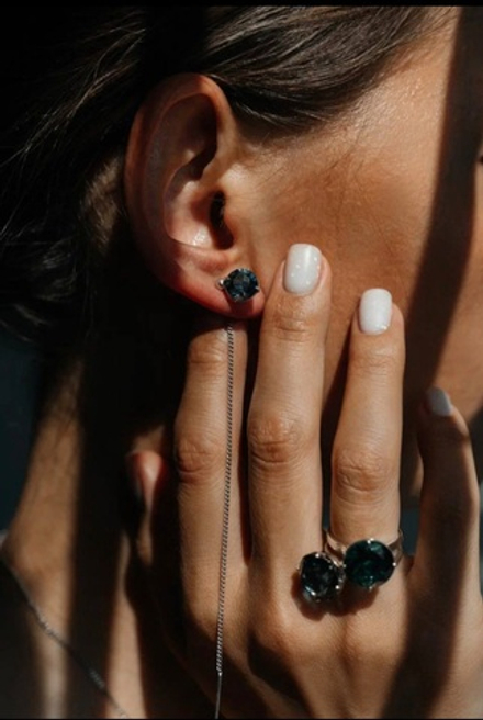 Серьги-гвоздики с камнем "Лондон топаз"