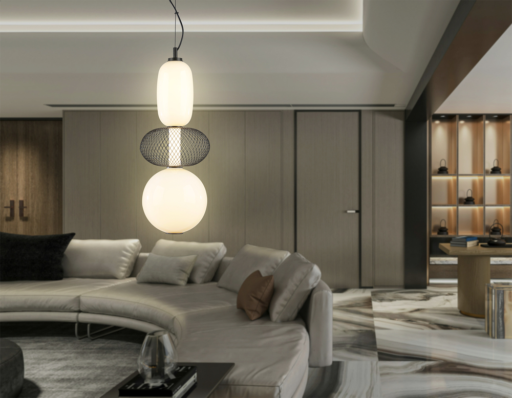 Светильник светодиодный подвесной LH11008 BK/FR черный/белый матовый 24W 3000K D220*570