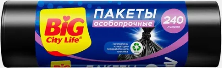 Пакеты для мусора Big City Life особопрочные 240л 5шт 30мкн