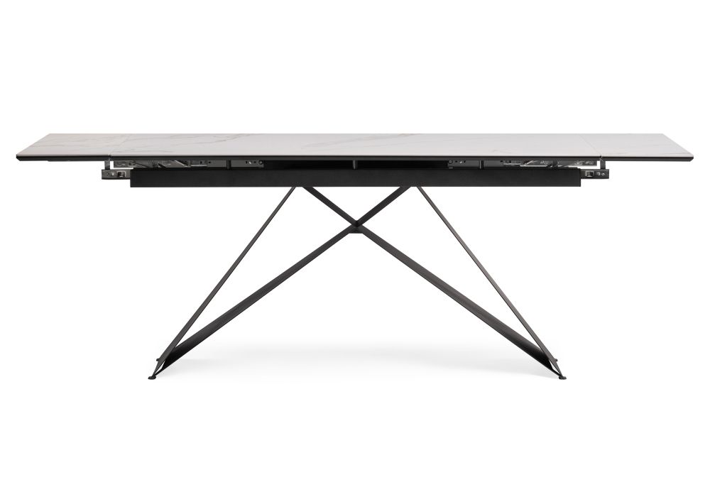 Керамический стол Ноттингем 160(220)х90х77 белый мрамор / черный