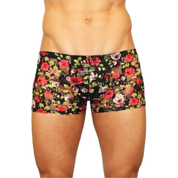 Мужские трусы боксеры черные с красными розами Romeo Rossi Rose Boxer RR00230