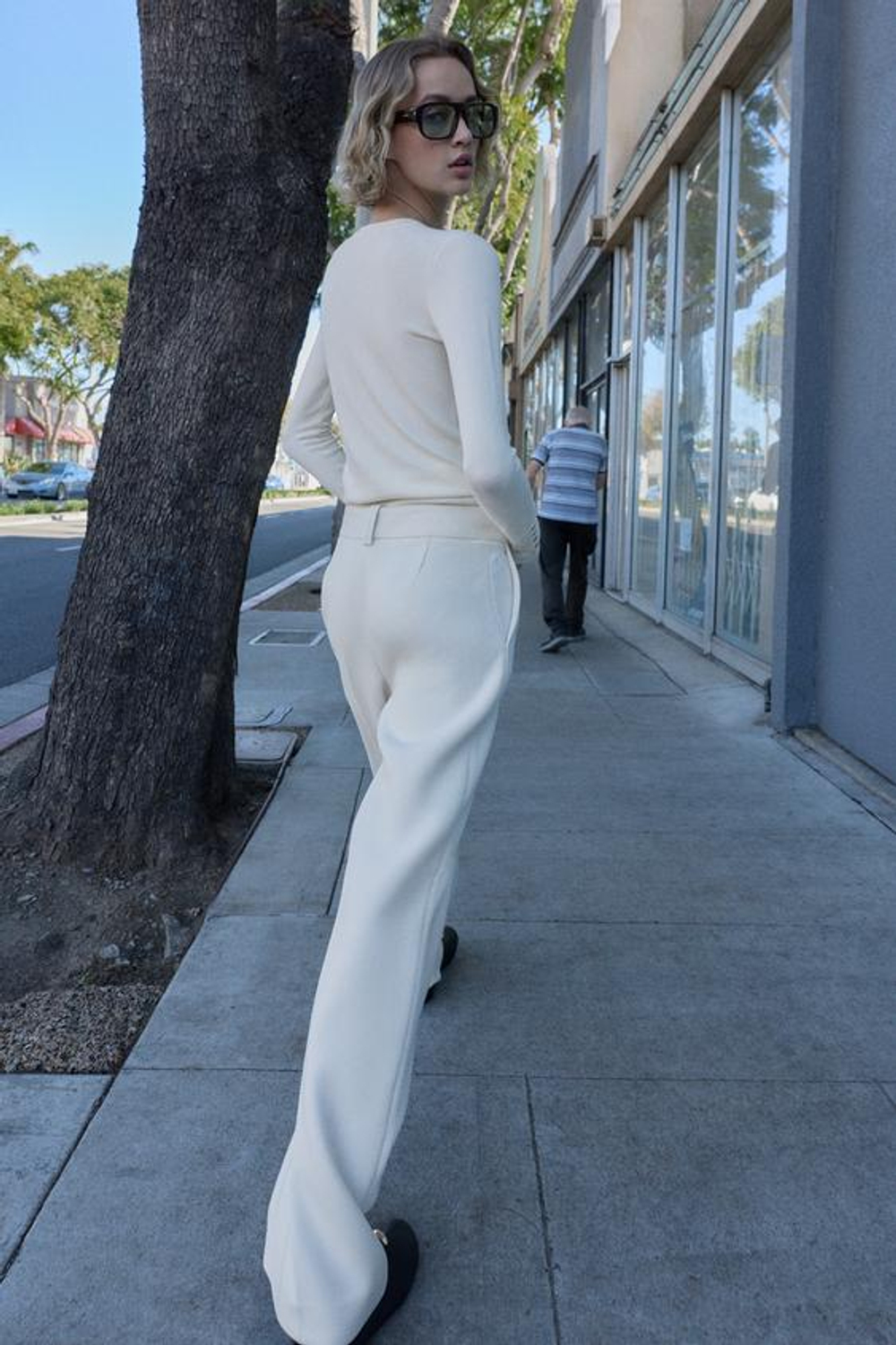 ZARA БРЮКИ ПРЯМОГО КРОЯ С ВЫСОКОЙ ПОСАДКОЙ, ЭКРЮ