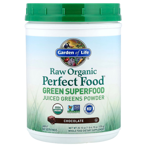 Garden of Life, Raw Organic Perfect Food®, зеленый суперфуд, со вкусом шоколада, 570 г (1 фунт 4,1 унции)