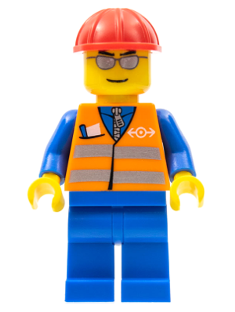 Минифигурка LEGO Trn225 Оранжевый жилет с полосками безопасности