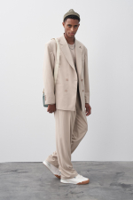 Двубортный оверсайз Бежевый