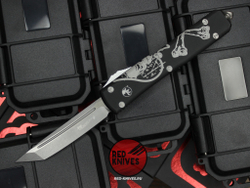 Нож Microtech Ultratech Death Card TantoT/E A+++ (Левый) - Memento Mori, клинок апокалиптик