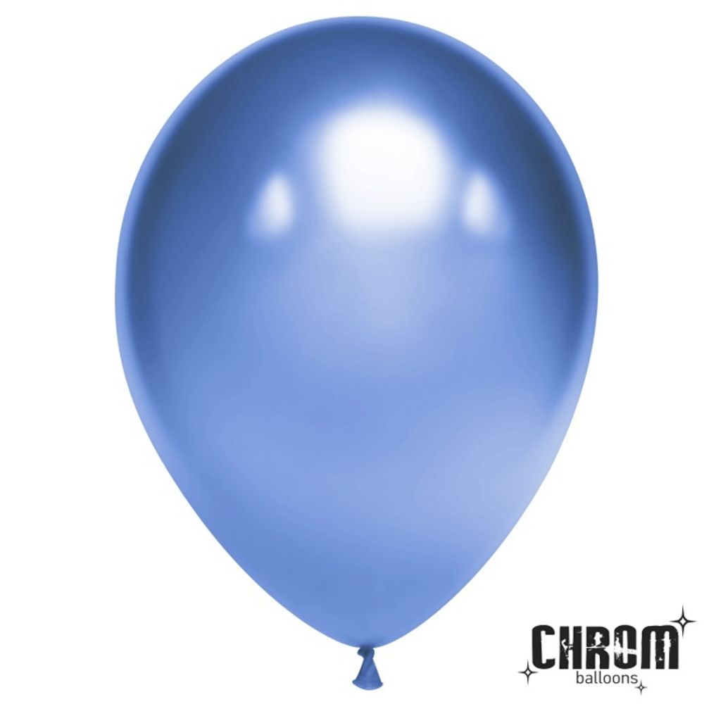 Воздушные шары Дон Баллон, хром синий, 50 шт. размер 12&quot; #611103