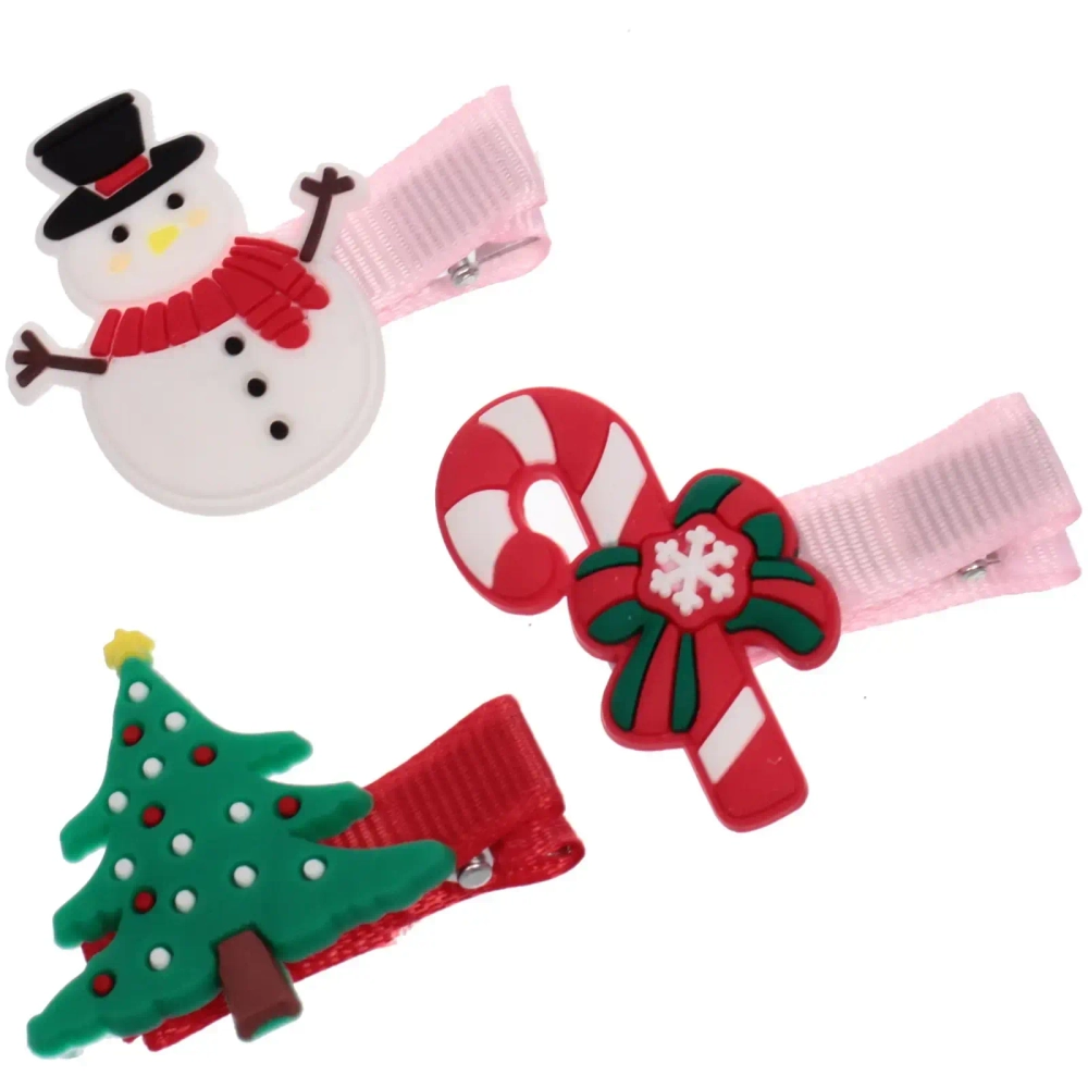 Зажимы для волос 3шт «PodarkiGrad - Новогоднее веселье» 3 см