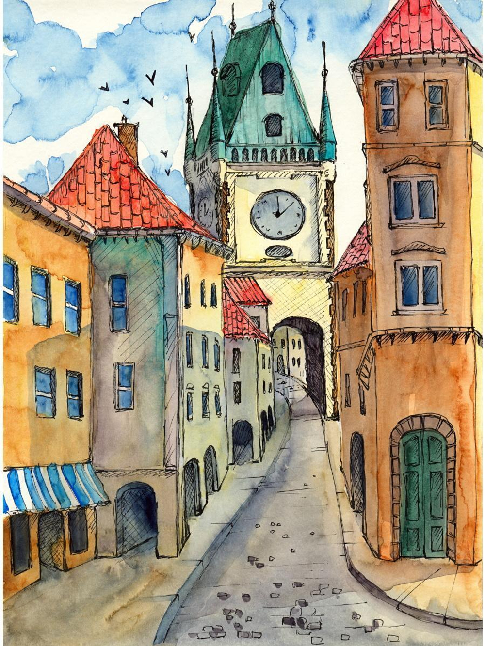 Картина по номерам 22х30см. "Старинный город" 18цв. (Арт. Х-3990)