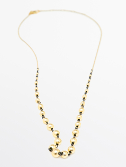 Massimo Dutti Цепочка с бусинами, золотистый
