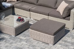 "Лунго" трансформирующаяся лаунж-зона из искусственного ротанга, цвет бежевый