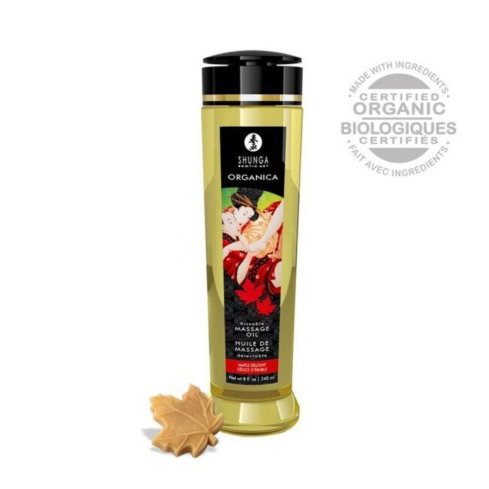 Съедобное натуральное массажное масло Shunga Kissable Massage Oil (кленового сироп 240 мл) (Цвет: прозрачный)