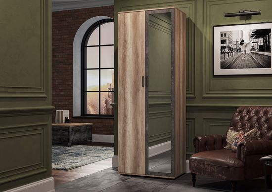 НЕЛЬСОН ШК 04 ШкафФасад ЖЕЛЕЗНЫЙ КАМЕНЬ/Корпус ДУБ КАНЬОН