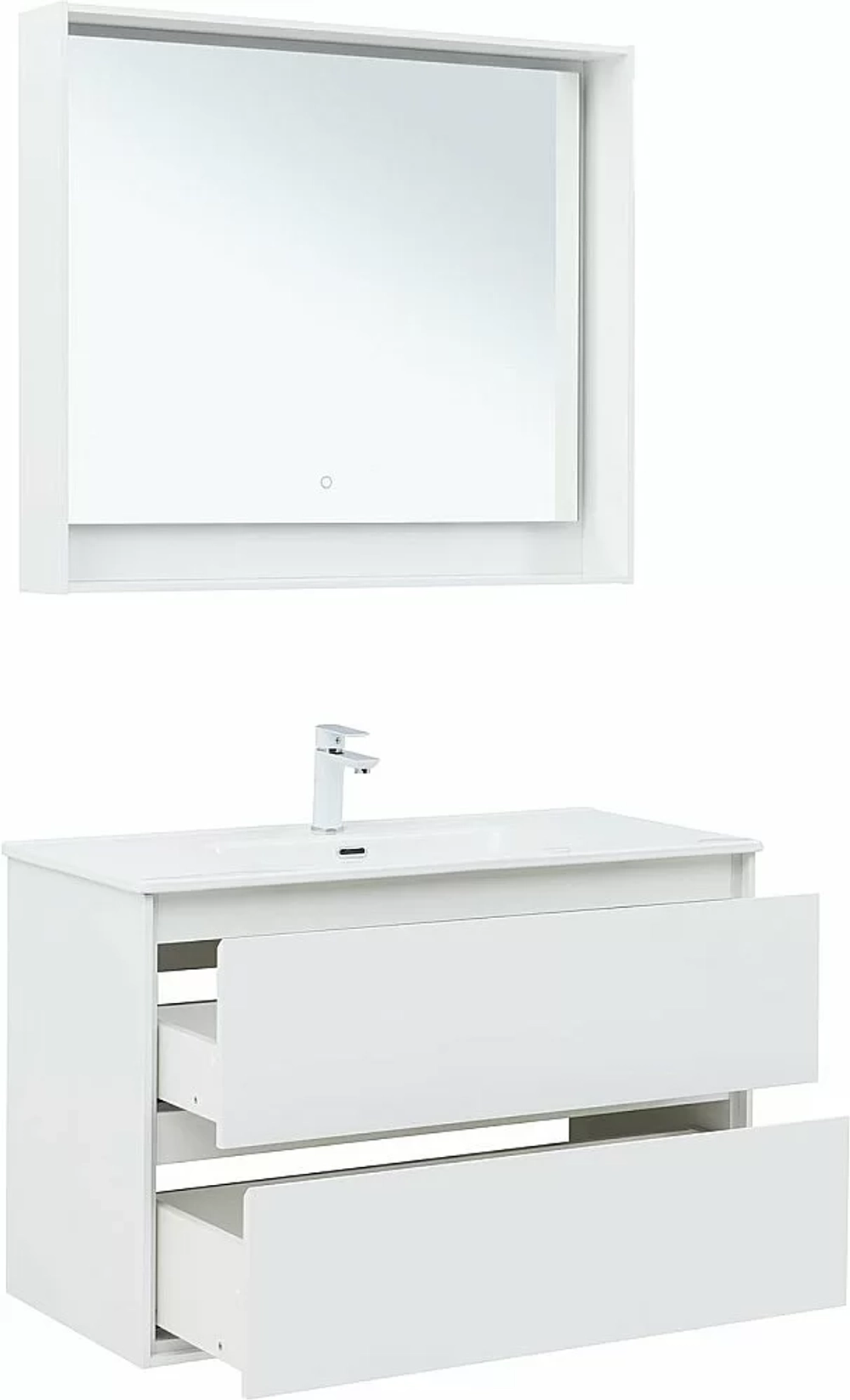 Тумба с раковиной Aquanet Милан 336370/330426 100 белый глянец