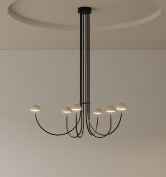 Подвесной светильник Dussa 6L черный металл / Travertine