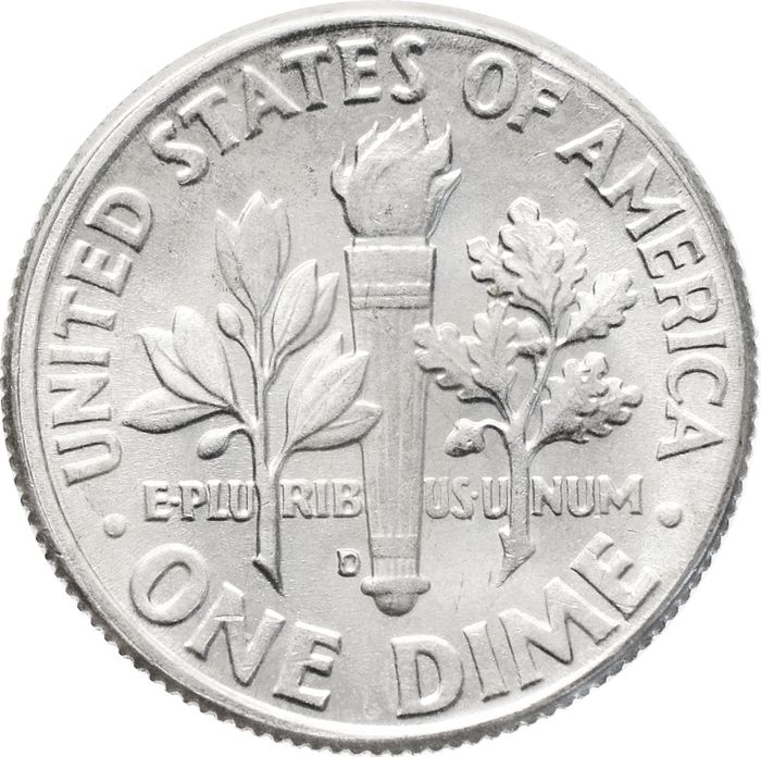 1 дайм (10 центов) 1963 D США "Silver Roosevelt Dime"