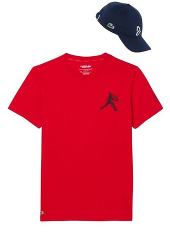 Мужская теннисная футболка Lacoste Tennis x Novak Djokovic Pack - red/navy blue
