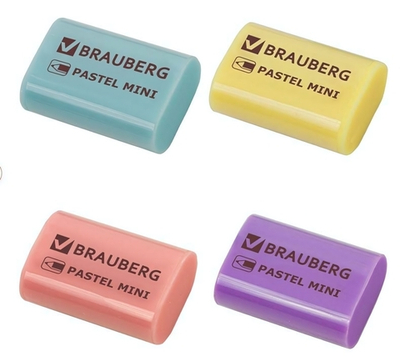 Ластик 27*18*10мм,в ассорт. "Pastel Mini" (BRAUBERG)