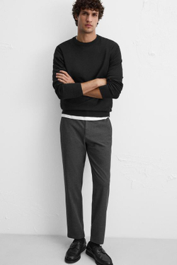 ZARA БРЮКИ КОМФОРТНОЙ ПОСАДКИ ИЗ РЕЛЬЕФНОЙ ТКАНИ, СВИНЦОВЫЙ