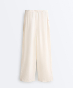 Oysho Прямые брюки из смеси лиоцелла и 24% льна, экрю