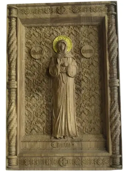 Икона Матроны Московской резная из массива дуба 14х20.4 см